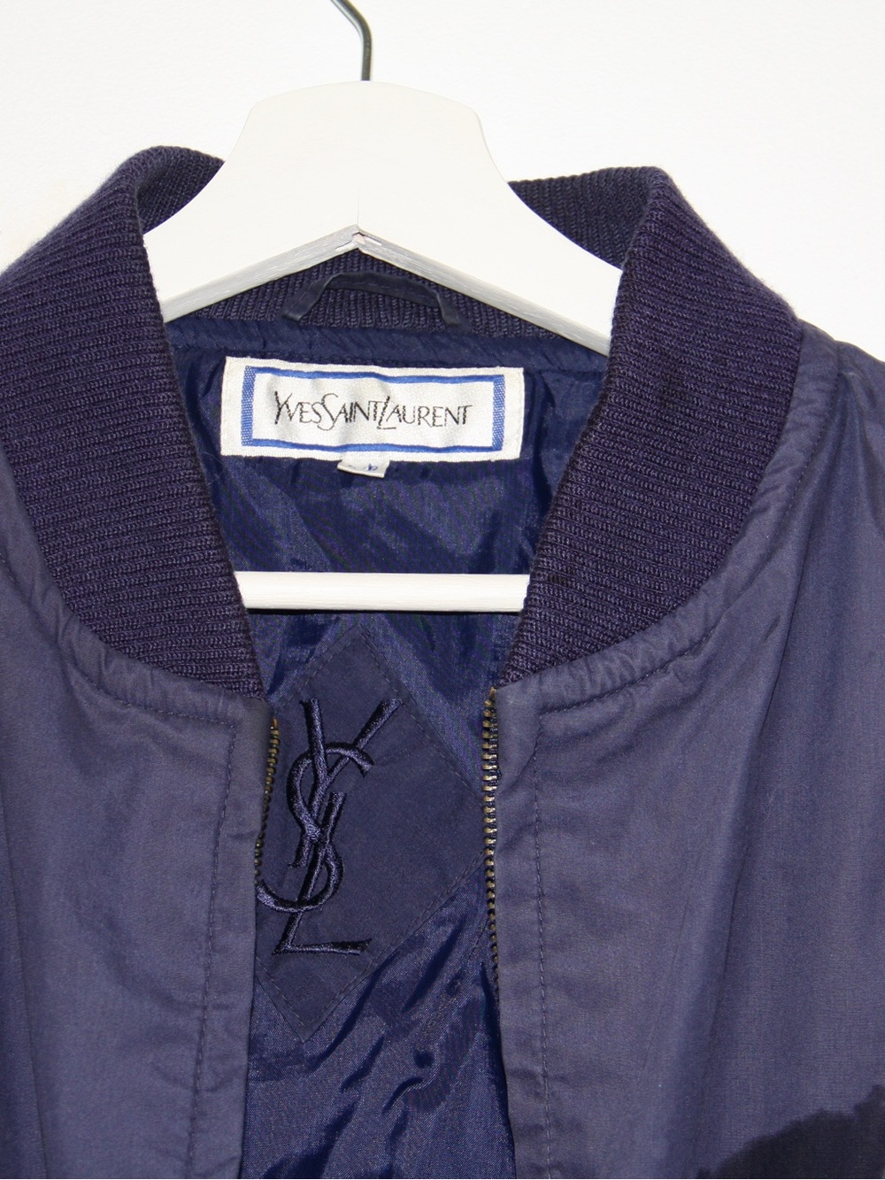 Yves Saint Laurent Deep Navy Ribbed-Collar Jacket